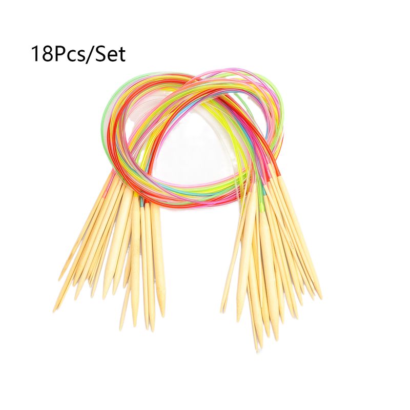 18pcs/Set Sweater Needle Ring Needle Color Tube Carbonized Double Pointed Bamboo Woolen Needle 100cm_voghion.com