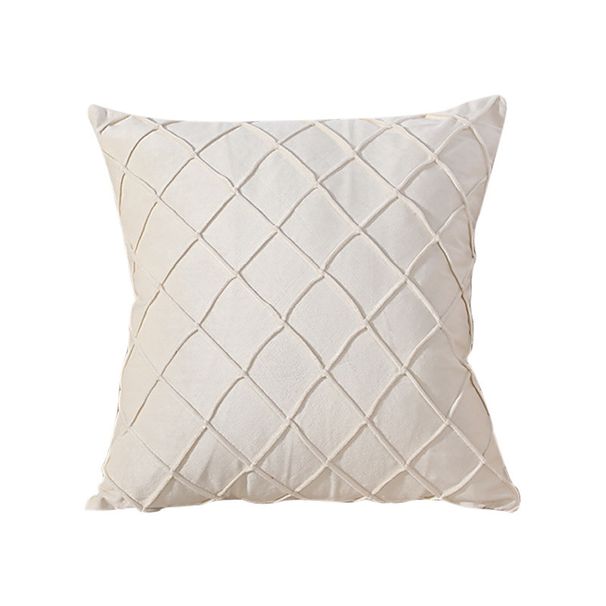 Nordic Leaf-Pattern Throw Pillow Cover - 45x45cm Linen Blend Cushion Case For Sofa/Bed (Green/Beige) - Embroidery & Tufted Dot Options_voghion.com
