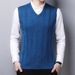 Men's Autumn And Winter New V Neck Knitted Vest Casual Pullover Solid Color Sleeveless Twisted Sweater Vest Bottoming Shirt_voghion.com
