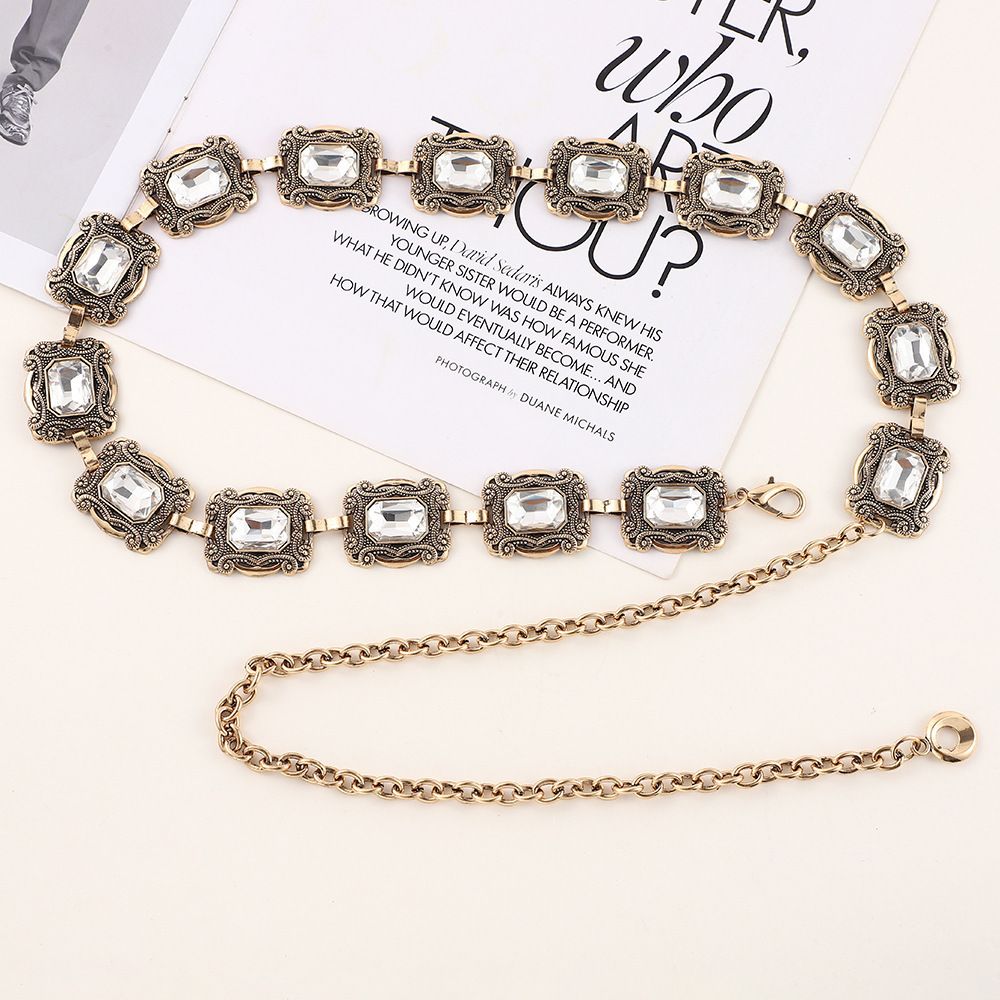 Women's Belt Casual Carved Decorative Acrylic Crystal Metal Waist Chain_voghion.com