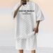 24 T-shirt a maniche corte con stampa a scacchiera in jacquard estivo da uomo, set di pantaloncini casual larghi e taglie forti_voghion.com