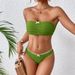 2025 New Solid Color Tube Top Bikini European And American Sexy Split Suit Swimsuit Women Bikini Swimsuit_voghion.com