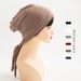 new solid color crystal  four stripe long tail turban hat women's hat streamer religious hat women's style_voghion.com