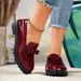 MTX 2025 New Patent Leather Shiny Tassel Mid-Heel Loafers Plus Size Fashion Casual Shoes_voghion.com