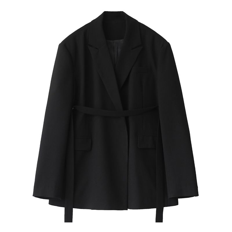 CHIC VEN Frauen Blazer Design Breite Schulter Band Solide frauen Mittel Langen Mantel Büro Dame Weibliche Mantel Frühling_voghion.com