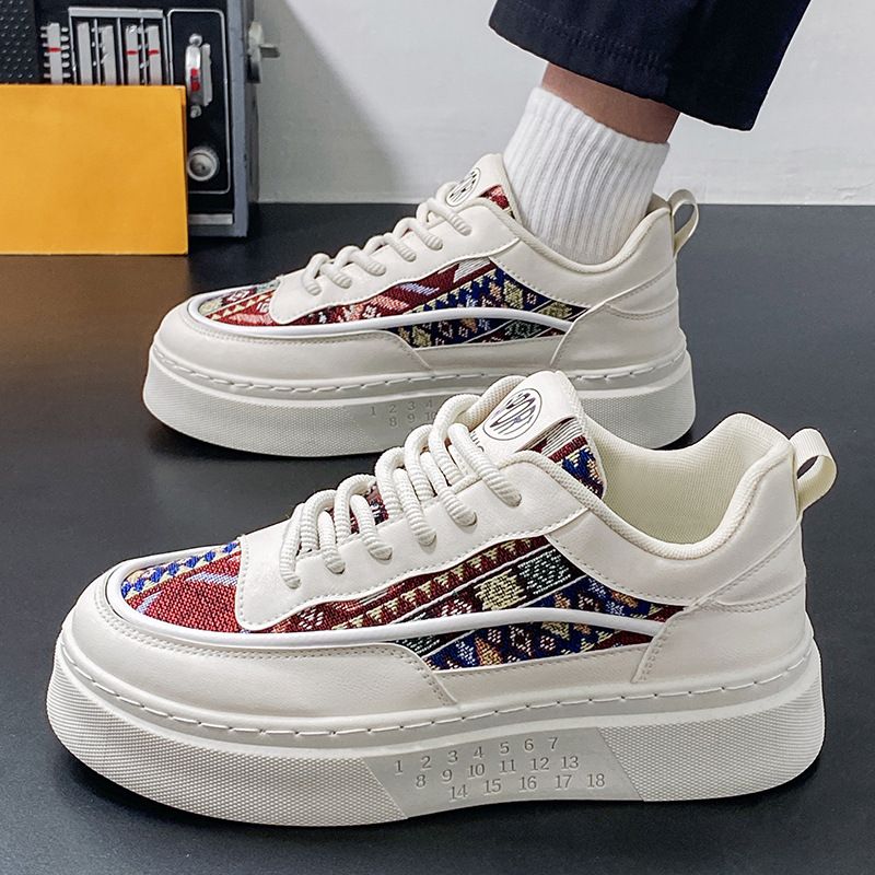 Herbst Herren Neue Atmungsaktive Canvas Herren Koreanischer Stil Trendy Vielseitige Weiße Schuhe Dicke Sohle Sport Casual Sneakers_voghion.com