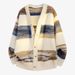 "Plus-Size Gradient Stripe Knit Cardigan For Men – V-Neck Open-Front Sweater_voghion.com