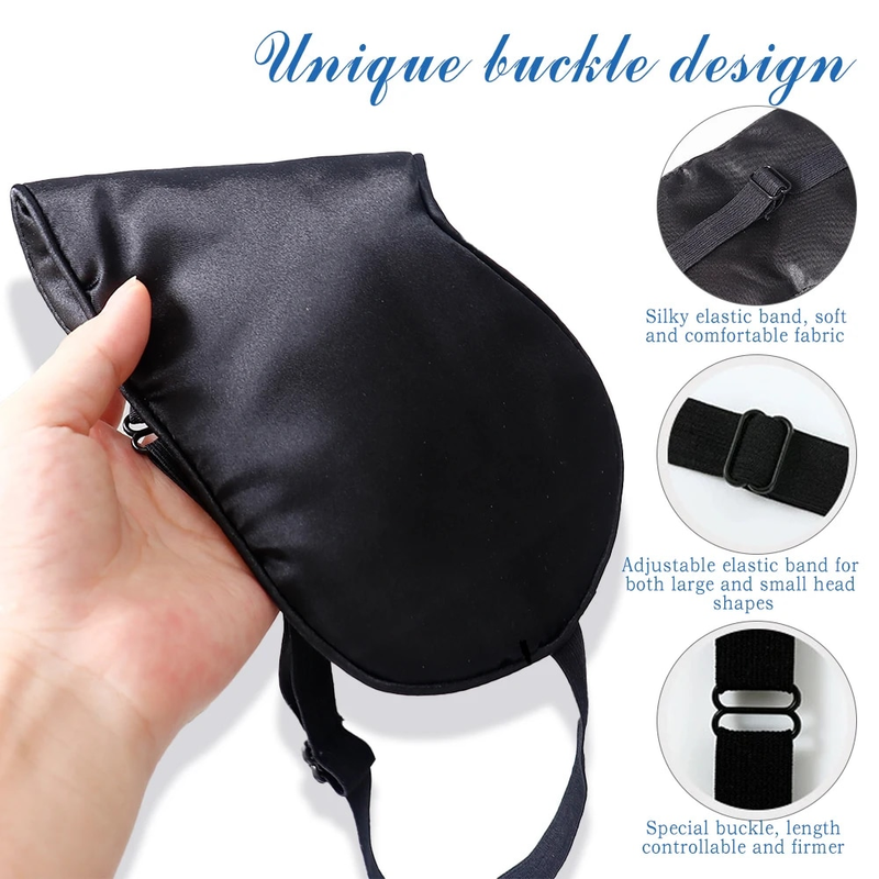 Sleeping Mask Satin Travel Rest Aid Cover Soft Shading Blindfold Relax Lunch Break Night Sleep Eye Patch Black_voghion.com