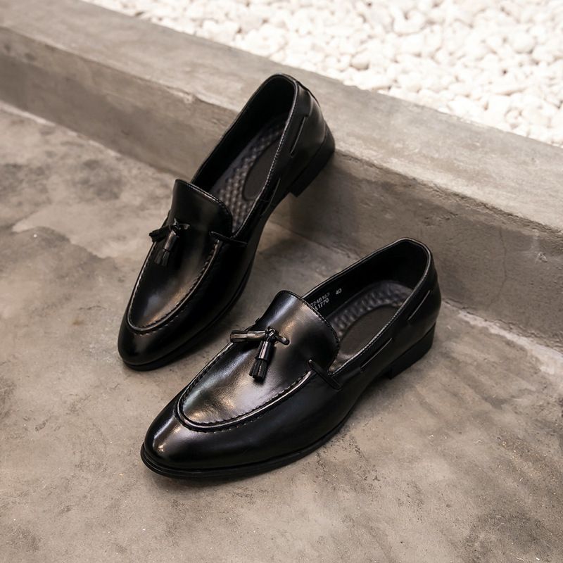 Unbeatable Quality 1770 Liu Su Le Fu Pointed British One Step Men's Casual Leather Trendy Bean Shoes_voghion.com