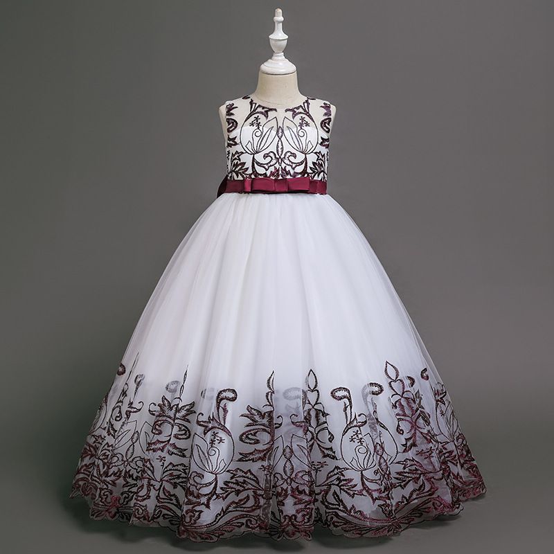 Robes pour enfants mère et enfants, longue robe bouffante en tulle et dentelle, robe de performance au piano_voghion.com