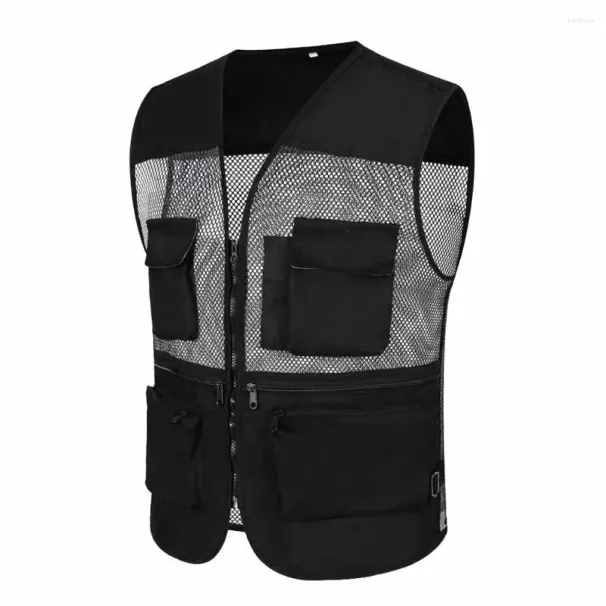 Gilet da uomo Toog Net Pchwork Gilet multitasche Uomo Streetwear Cargo Hip Hop Giacca Gilet Militare Bello All'aperto_voghion.com