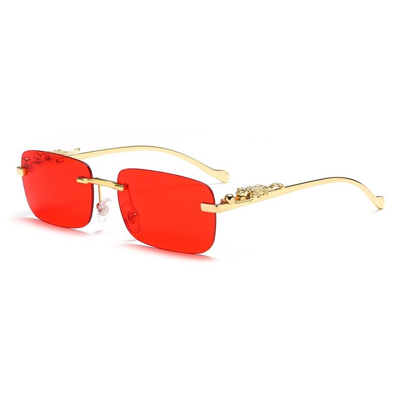 Novidades Óculos de sol sem aro clássico masculino feminino moda leopardo decoração pequenos óculos de sol elegantes sem moldura para dirigir e viajar_voghion.com