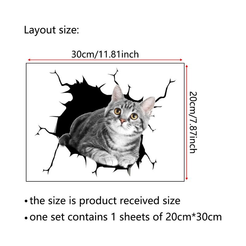 Realistisches Katzenauto JS-NPVC selbstklebende Dekoration entfernbarer Wandaufkleber_voghion.com