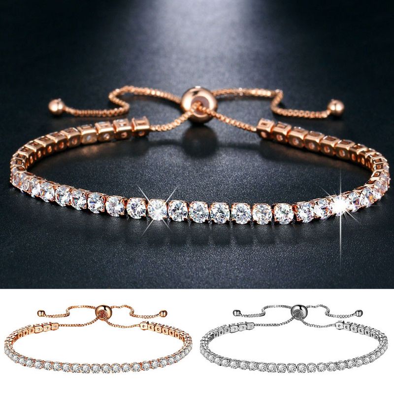 Dámský nastavitelný náramek Yamaler Luxury Cubic Zircon Single Row Pull Slider Náramek_voghion.com