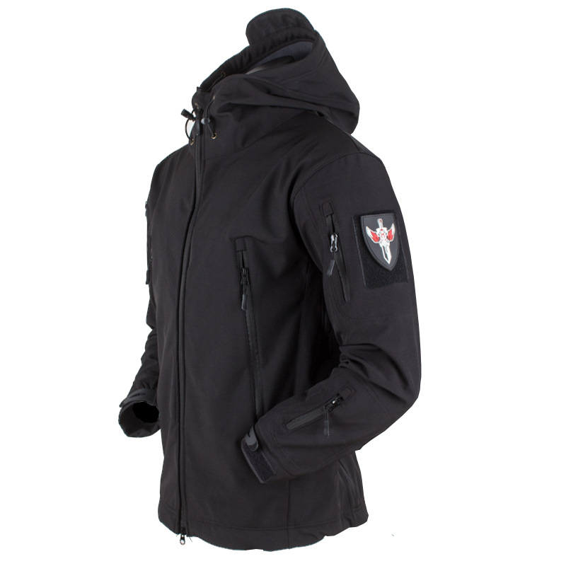 Outdoor soft shell fleece men's autumn and winter windproof, waterproof, breathable and warm three-in-one jacket sharkskin jacket_voghion.com