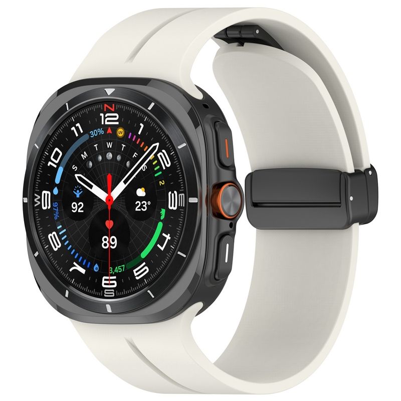 Pentru Samsung Galaxy Watch Ultra, 47 mm, curea de ceas din silicon cu cataramă pliabilă magnetică (alb crem)_voghion.com