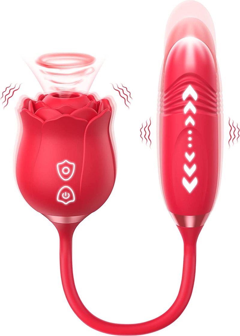 KERERO Rose Sex Toy With 9 Rotation & Vibration Patterns, Women Vibrator With 9 Thrusting Patterns,App Control Adult Toys Vibrators_voghion.com