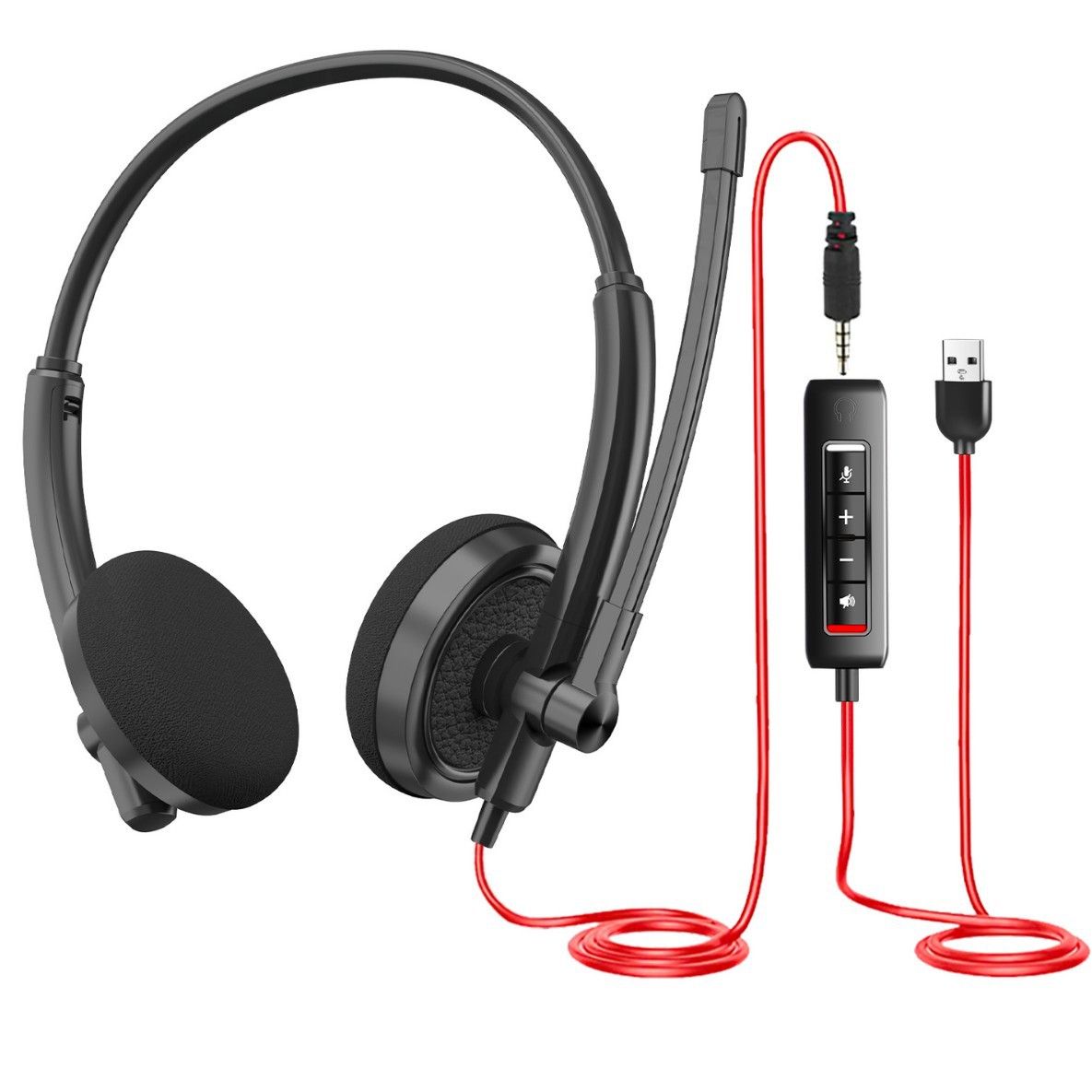 Lightweight Call Center Headset With Noise-Canceling Mic – USB Wired Office Headphones For Customer Service, Aviation & Drivers_voghion.com