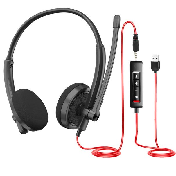 Lightweight Call Center Headset With Noise-Canceling Mic – USB Wired Office Headphones For Customer Service, Aviation & Drivers_voghion.com