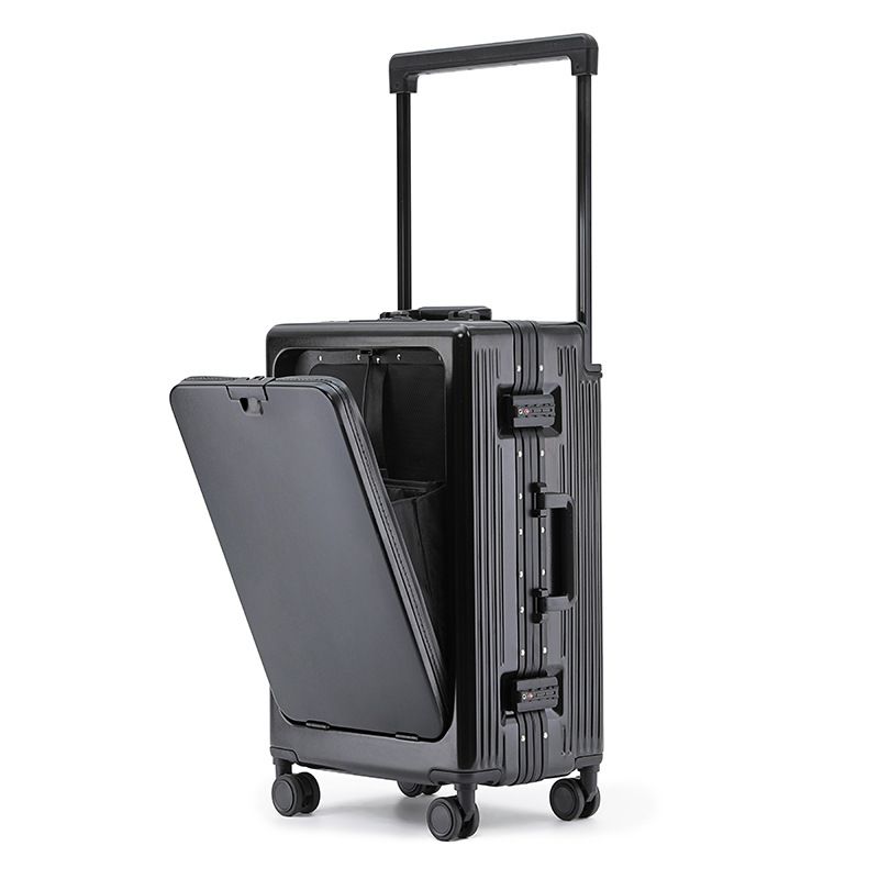 Durable Aluminum Frame Suitcase With Front Opening & USB Charging, TSA Lock, 360° Spinner Wheels For Travel (Sizes 20-29 Inch)_voghion.com