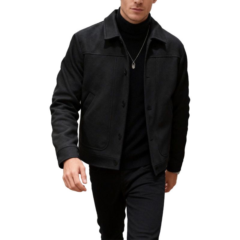 Men's Slim Fit Wool Blend Peacoat Single Breasted Notch Lapel Jacket For Autumn Winter Casual Business Wear (Grey, Black, Khaki, Beige)_voghion.com