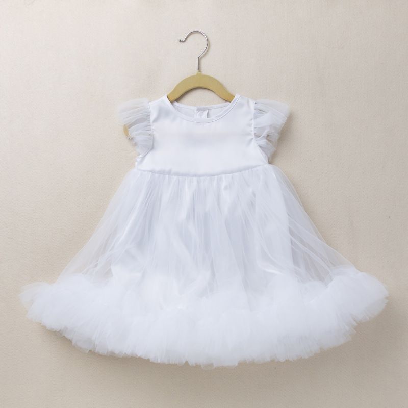 Baby Clothing summer girls sleeveless dress summer new splicing white mesh children's skirt baby princess skirt_voghion.com