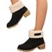 Large-size snow boots one shoe two women's chunky heel mid-calf boots_voghion.com