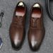 Chaussures habillées décontractées légères à lacets en cuir pour hommes, chaussures de travail professionnelles_voghion.com