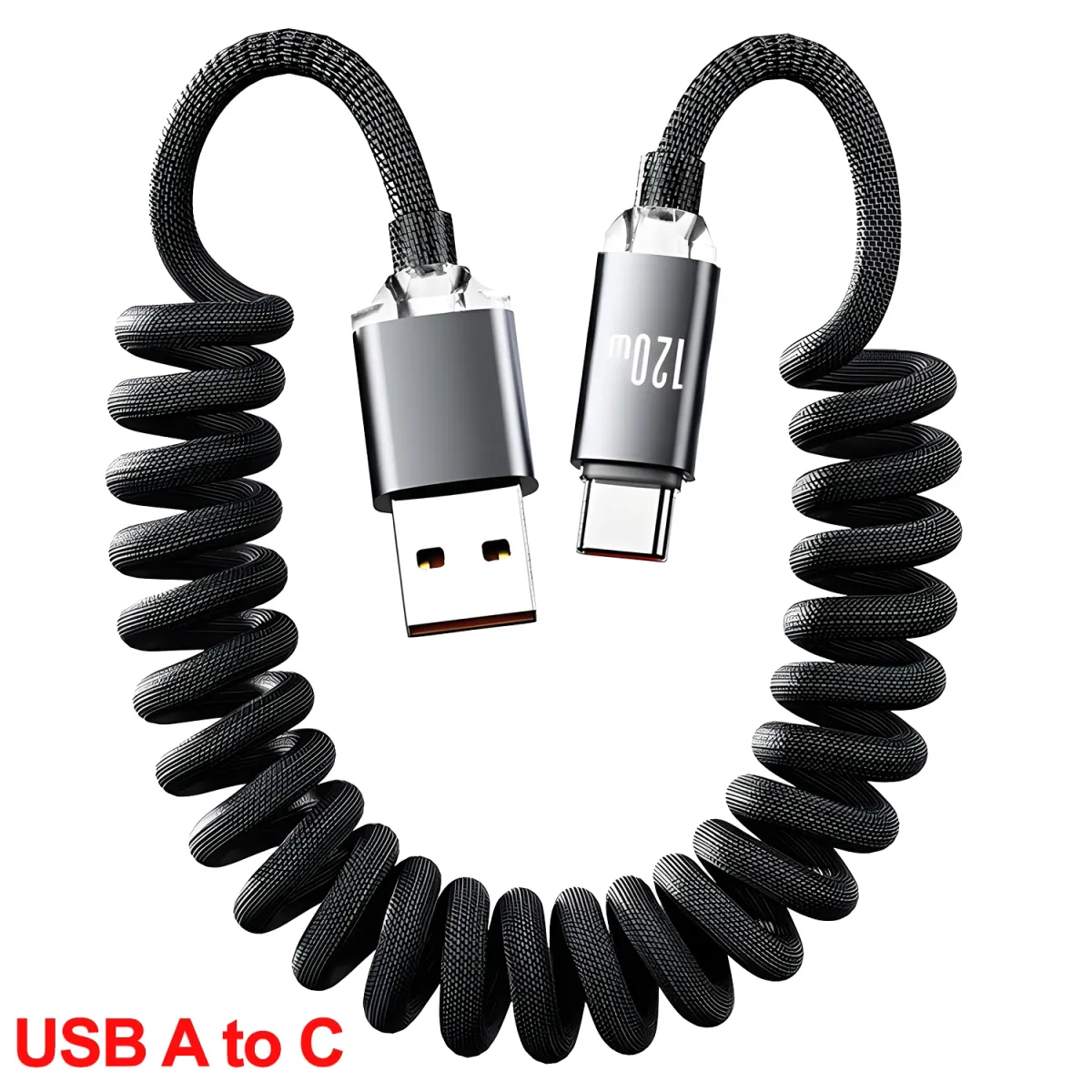 120W To Tipe C Fast Charge Spring Cable Telescopic Charging Car Phone Charger Data Cord For IPhone Samsung Mi USB Cables_voghion.com