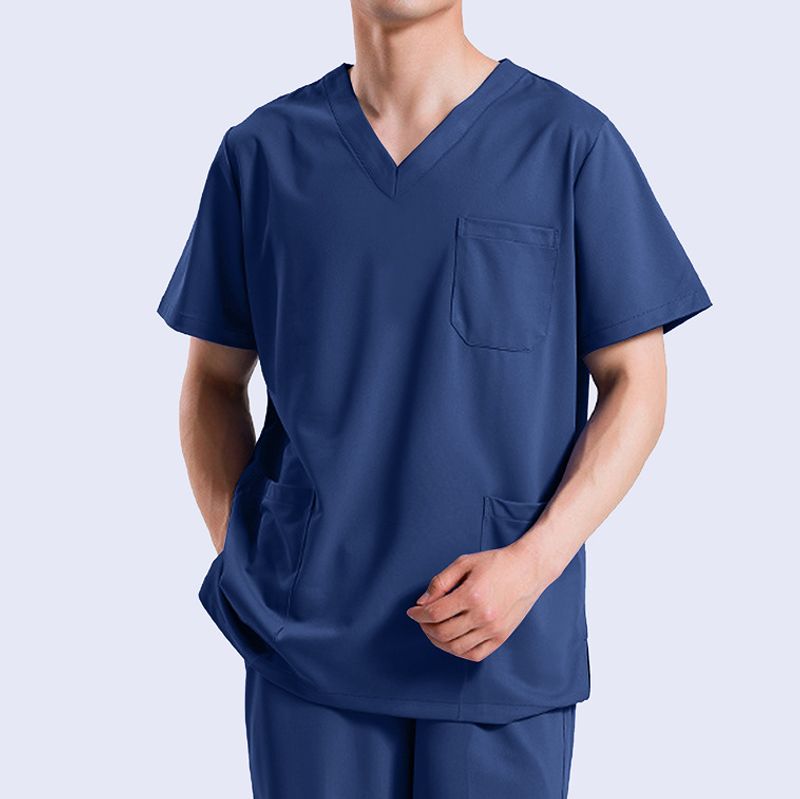 Suitable For All Seasons 2024 New Men's Solid Color V-neck Pocket Loose Casual T-shirt_voghion.com