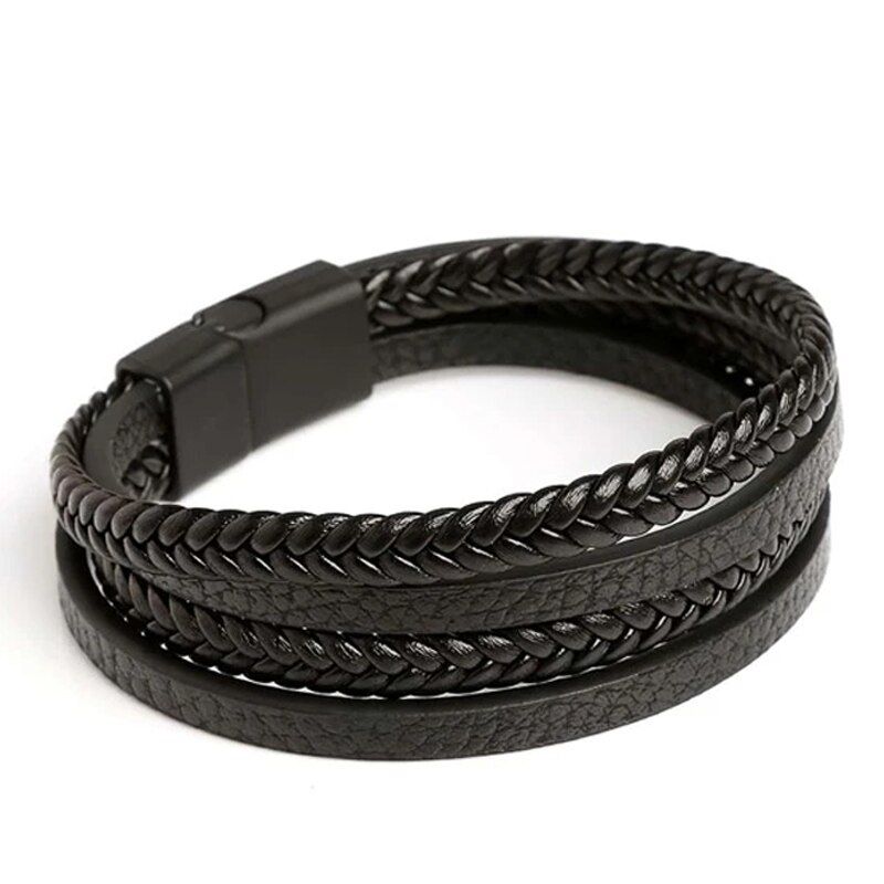 Trendy Leder Armbänder Männer Edelstahl Multilayer Geflochtene Seil Armbänder Für Männer Armbänder Schmuck_voghion.com
