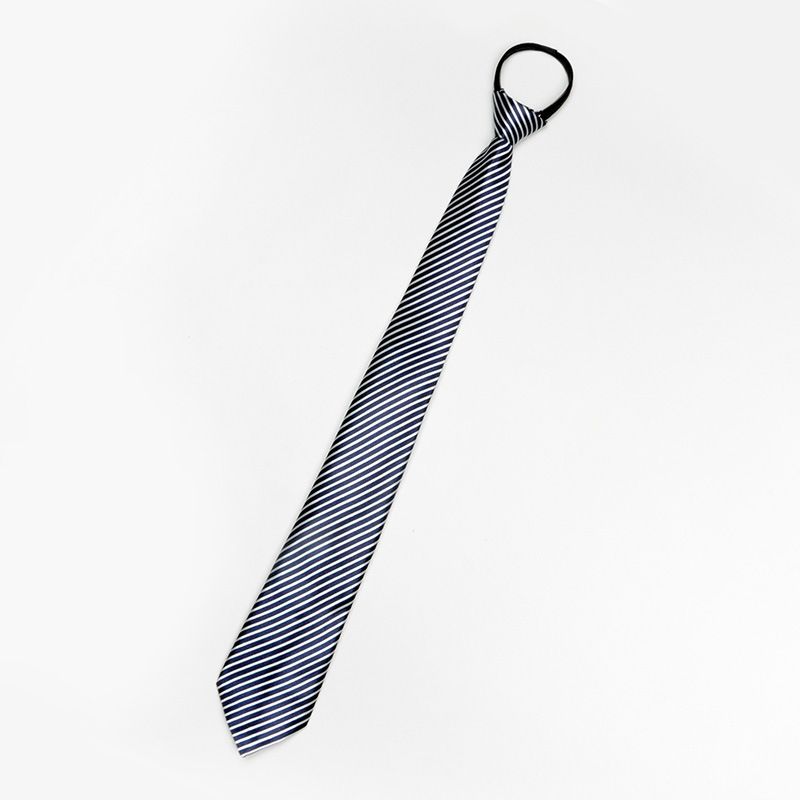 Gestreepte heren formele zakelijke rits Lazy Easy Pull professionele 7CM dubbele stropdas_voghion.com