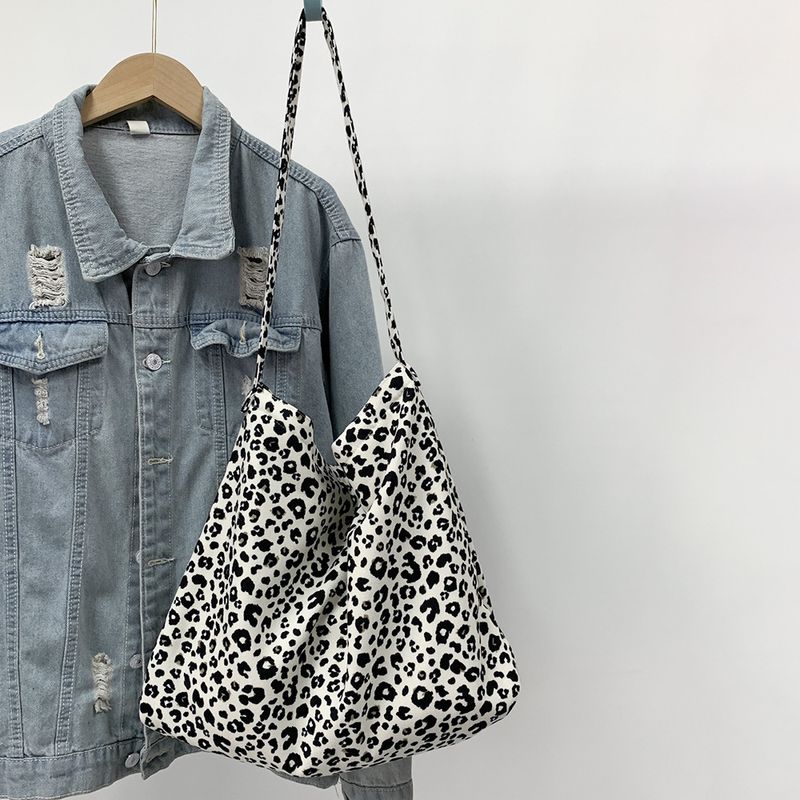 Borsa a tracolla piccola alla moda con stampa leopardata, con cerniera, grande capacità, in tela alla moda per le donne_voghion.com