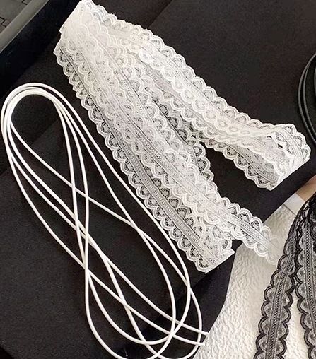 Warstwowy wzór, koronkowa wstążka, cienka, wąska, damska, wiosenno-letnia, uniwersalna chusta na szyję z obojczykiem_voghion.com