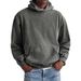 Men’s Vintage Washed Cotton Hoodie – Distressed Pullover With Patch Pockets In Army Green/Black/Brick Red_voghion.com