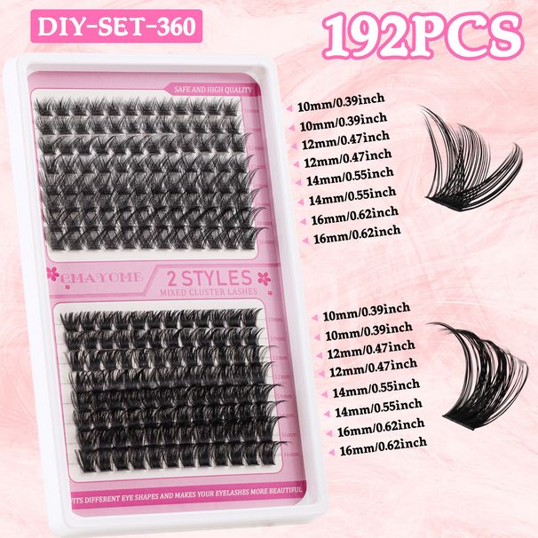 Cílios postiços faça você mesmo, cílios postiços segmentados de cluster único, 10 cílios de 16 mm, curvatura C densa_voghion.com