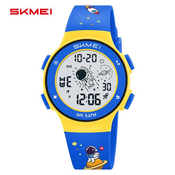 Timeless Cartoon Pattern Colorful LED Light Waterproof Children's Electronic Watch Astronaut Student Multi Functional Watch_voghion.com