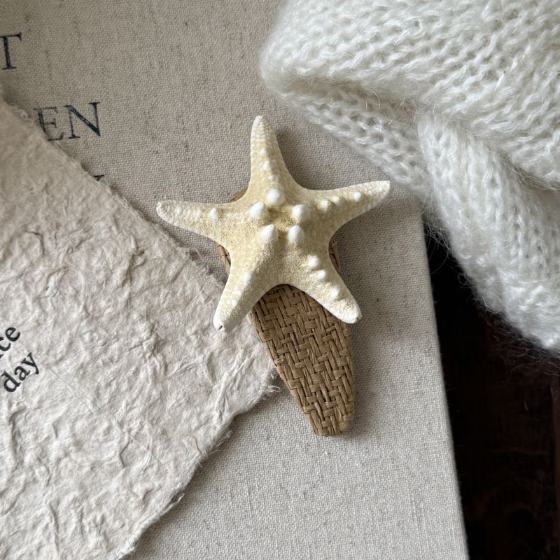 Island Holiday Starfish Straw Hairpin Seaside Holiday Wind Side Clip Bangs Small Clip Hairpin Hair Accessories_voghion.com