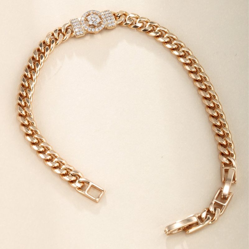 Xuping New Style Women's Personality Hip-Hop Copper Gold-Plated Zircon Flower Cuban Bracelet For Women_voghion.com