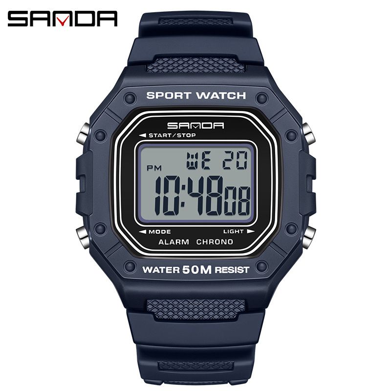 Sanda Korean Version Swimming Waterproof Youth Electronic Watch Simple Alarm Clock Single Display Small Square Male And Female Student Watch_voghion.com