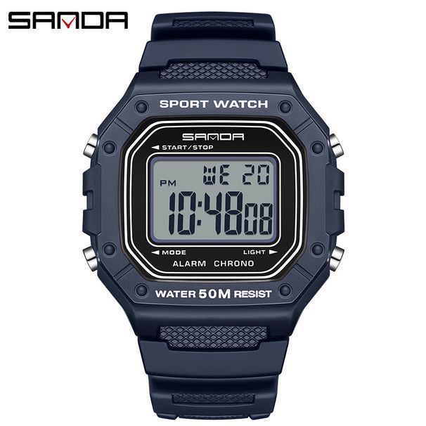Sanda Korean Version Swimming Waterproof Youth Electronic Watch Simple Alarm Clock Single Display Small Square Male And Female Student Watch_voghion.com