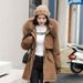 Parka invernale da donna con cappuccio in pelliccia sintetica, giacca a maniche lunghe più spessa, caldo capospalla foderato in pile per il freddo, vestibilità comoda e alla moda._voghion.com