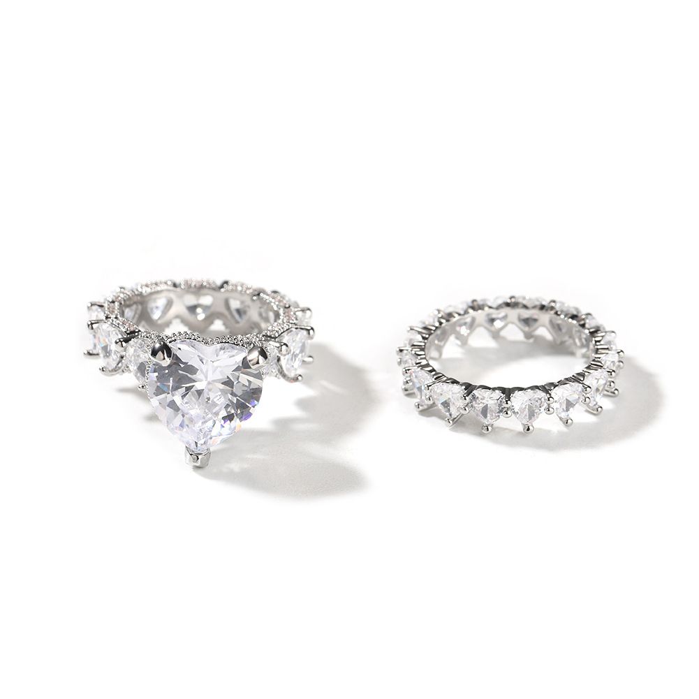 Damenschmuck Mode Liebesring Weibliches Nischendesign Leichter Luxus Mode Herzförmiger Ring High-End-Ring-Set_voghion.com