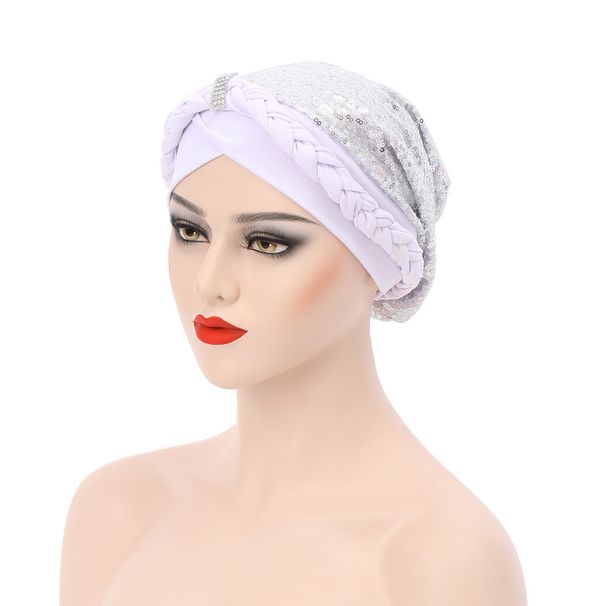 Cappello musulmano in seta di latte con treccia di paillettes Cappello indiano_voghion.com