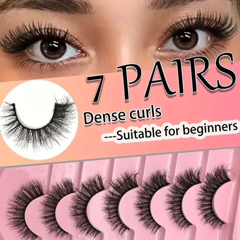Eyelashes Set Curling Thick Multi Layer Simulation Mink Eyelashes 7 Pairs Of D Curl False Eyelashes_voghion.com
