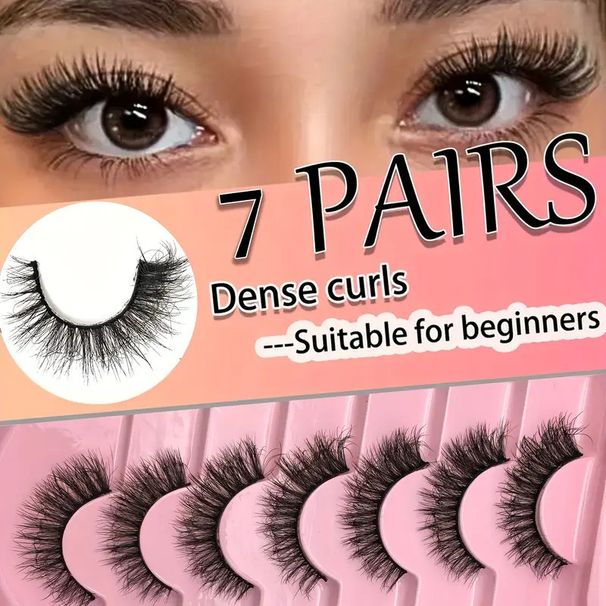 Eyelashes Set Curling Thick Multi Layer Simulation Mink Eyelashes 7 Pairs Of D Curl False Eyelashes_voghion.com