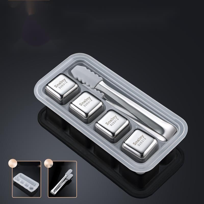 Food Grade 316 Stainless Steel Quick-Freezing Metal Cubes Bar Ice-Cooling Artifact Beer Stone Thickened Ice Cube Set_voghion.com