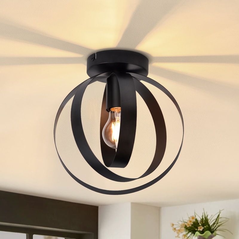 Deckenleuchte Industrial Deckenlampe Schwarz - Metall E27 Küchelampe Vintage Schwenkbar Esstischlampe Lampenschirm Innen Für Flur Wohnzimmer Korridor_voghion.com