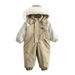 Kinderkleding Winter nieuwe stijl grote bontkraag kinderen kleur bijpassende dunne skipak jumpsuit baby kruippak_voghion.com