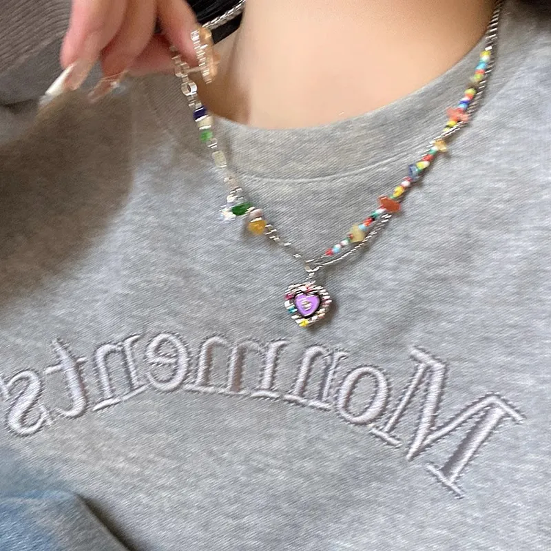 VENUS Sterling Sier Love Heart Asymmetry Necklace Hip Hop Street Jewelry Birthday Gift Wholesale Dropshi_voghion.com